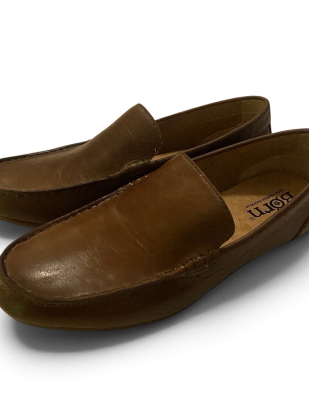 Born Men’s Allan, Brown Leather Slip On Dress Shoes, Size 9 M Loafers